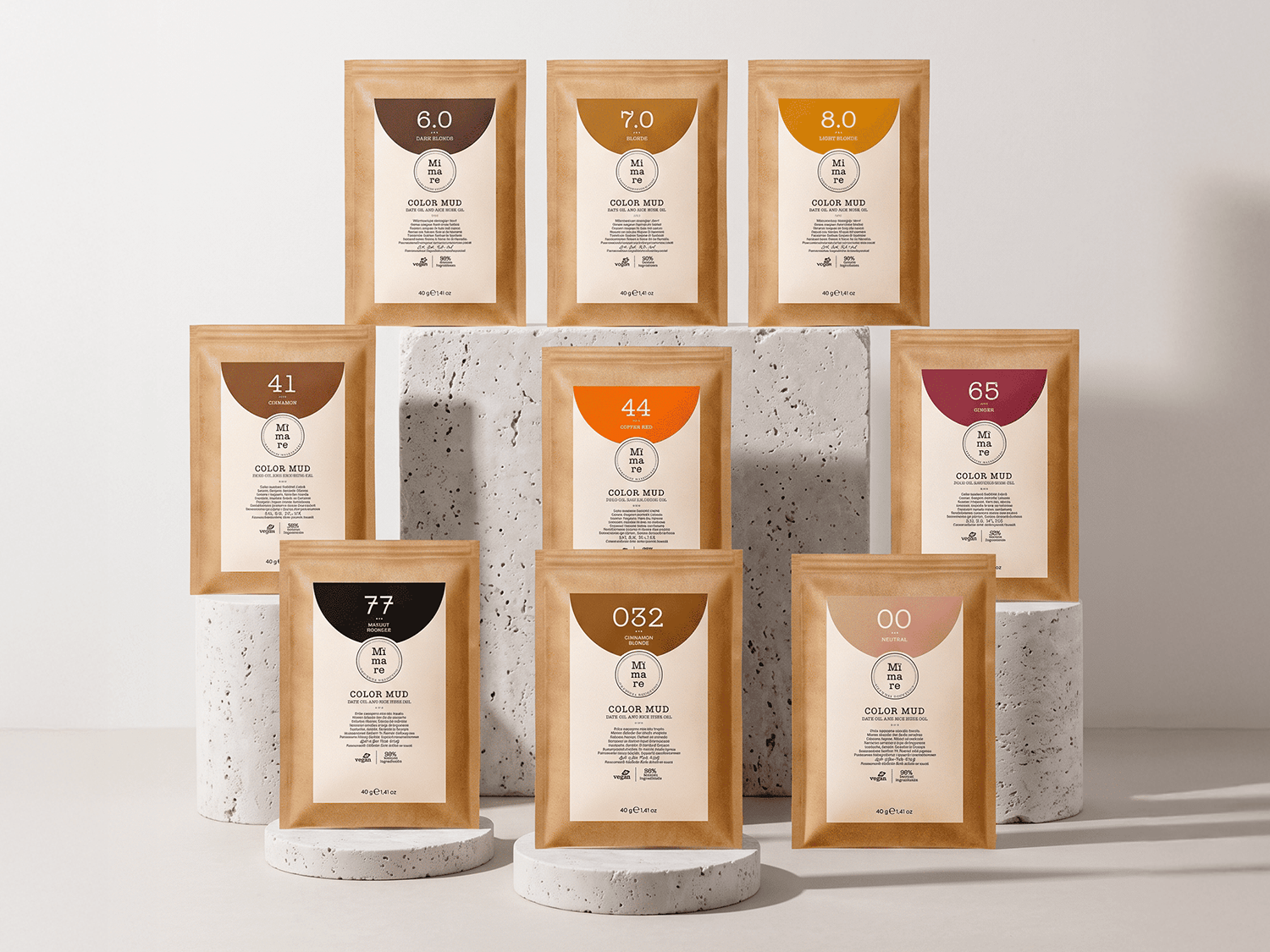 Gama Color Mud de Mïmare: 9 tonos de barros capilares de coloración vegetal en formato polvo
